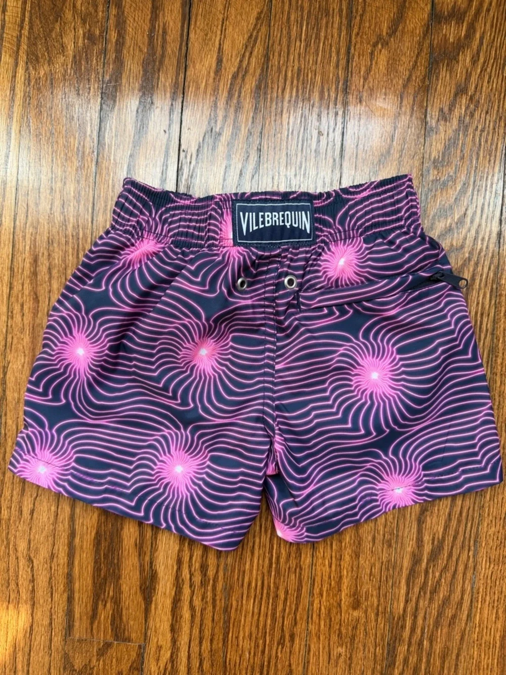 Neon Pink Swirl Print Swim Shorts